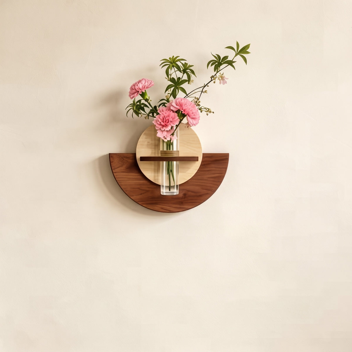 Wooden Test Tube Flower Wall Decor, Hanging Small Vase for Fresh & Dried Flowers, Self-Adhesive Frameless Wall Art for Home Decoration