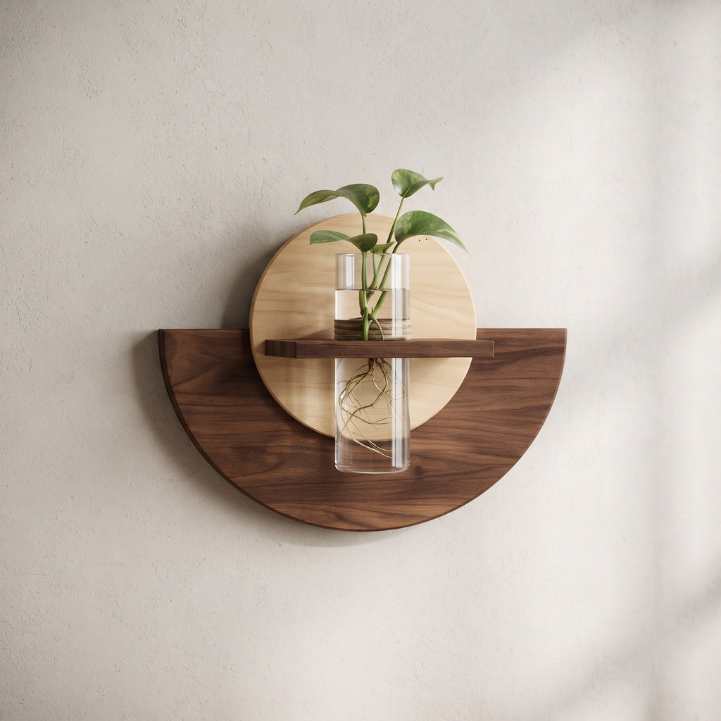 Wooden Test Tube Flower Wall Decor, Hanging Small Vase for Fresh & Dried Flowers, Self-Adhesive Frameless Wall Art for Home Decoration
