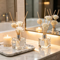 2-Box Set Empty Glass Reed Diffuser Bottles, White Lovers Floral Decor, Unscented Fragrance Bottle for Living Room, Hotel & Home Decoration
